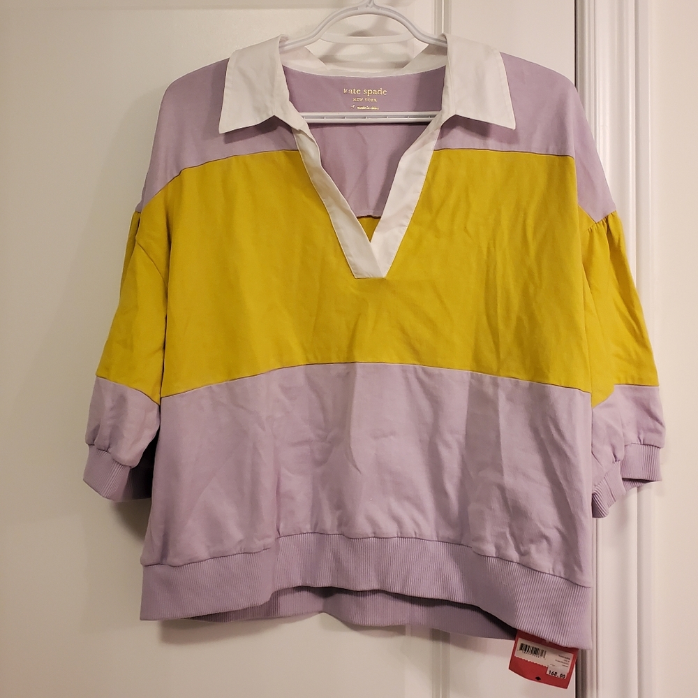 NWT Kate Spade CroppedSweater with Pleater Sleeves and Collar